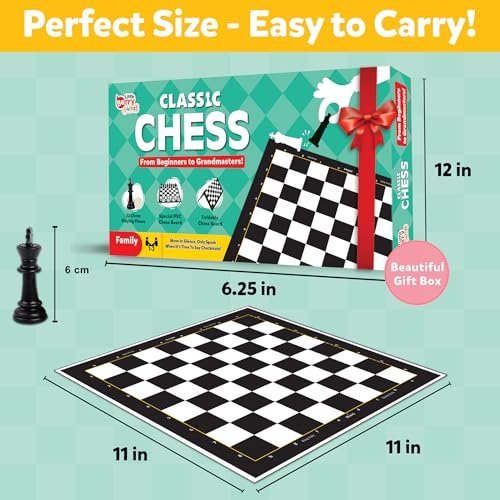 Image of Junior Chess Board Game Set (Pack of 6) | 11 inchx11 inch Foldable Game Board | Birthday Return Gifts for Kids Ages 8 9 10 11 12 | Strategy Game | Gift Set