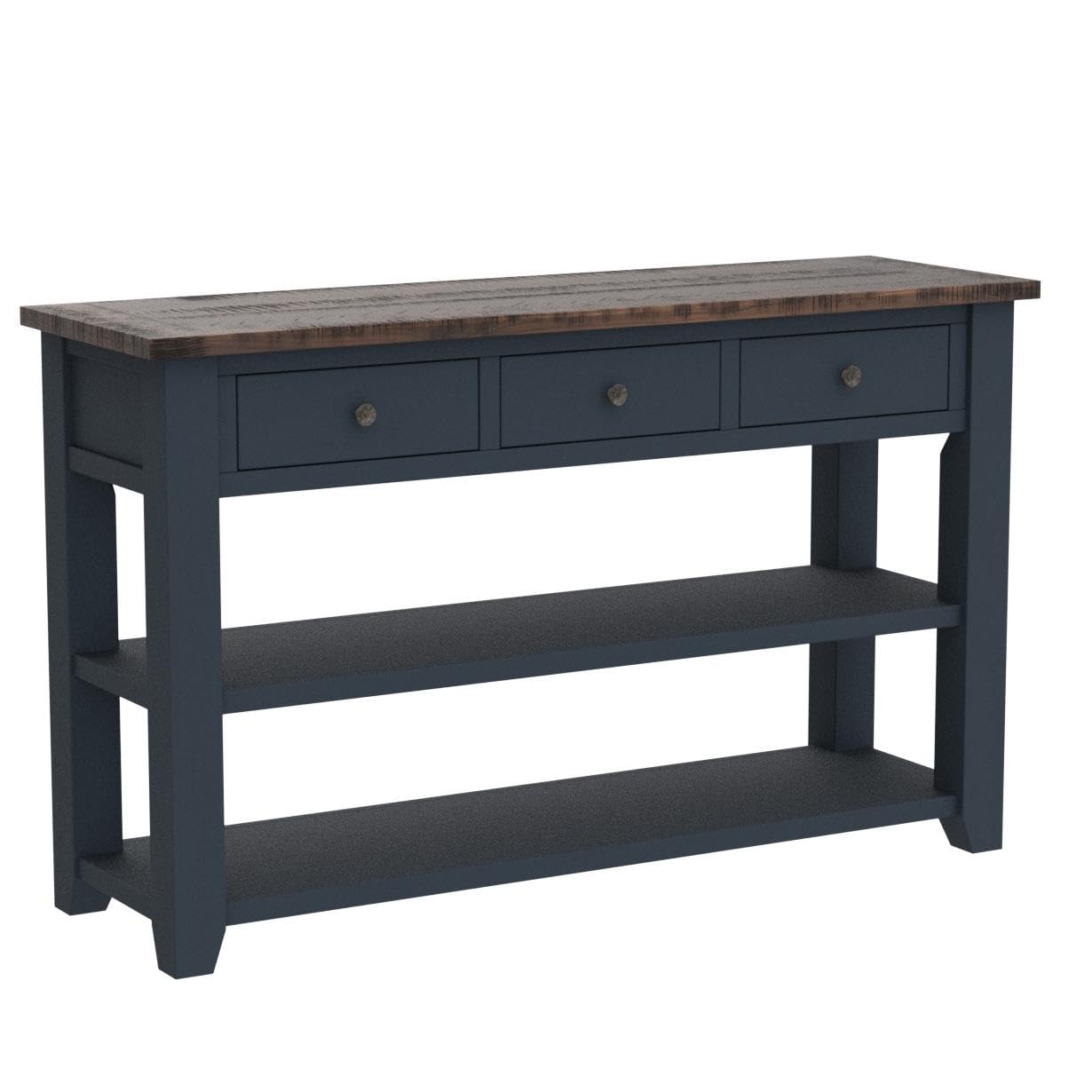 Solid Wood Console Table Sofa Table with Storage Drawers and Bottom Shelf Entryway Table for Storage Entry Hallway Foyer Sofa Couch Table(48.8" Blue)