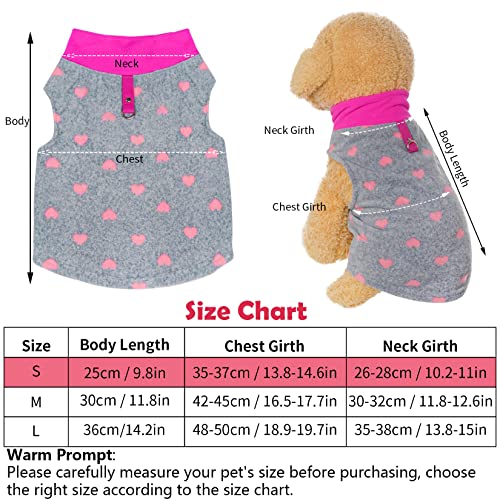 Rbenxia 1 Piece Of Grey Dog Heart Sweater With Leash Ring Soft Fleece Vest Dog Pullover Warm Jacket Pet Dog Clothes Winter Dog Outfits For Small Puppy Cat Pets (Small) #TOP2