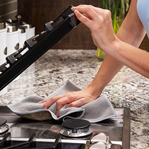 Microfiber Dish Cloths | Scrubs & Cleans: Dishes, Sinks, Counters, Stove Tops | Easy Rinsing | Machine Washable | 4 Pack (Size 10" X 10") #TOP6