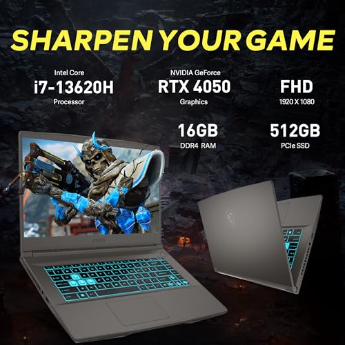 Image of msi Thin 15.6 inch FHD 144Hz Gaming Laptop, Intel Core i7-13620H, NVIDIA GeForce RTX 4050, 16GB DDR4, 1.5TB Storage(512GB SSD+1TB Docking Station), Backlit Keyboard, Wi-Fi 6E, HD Camera, Win 11 Pro, Gray