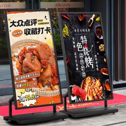 Soporte para carteles de exterior con base rellena, resistente al viento, soporte para letreros de acera con ruedas para negocios, publicidad, menú, guía