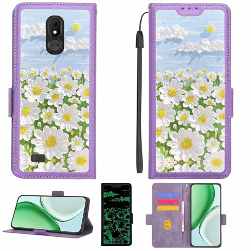 Kinetijy Case Compatible for Brondi Amico VERO 4G Phone Case Flip Cover [with Tempered Glass Screen Protector][RFID Blocking][Luminous Effect] LPT-CJ
