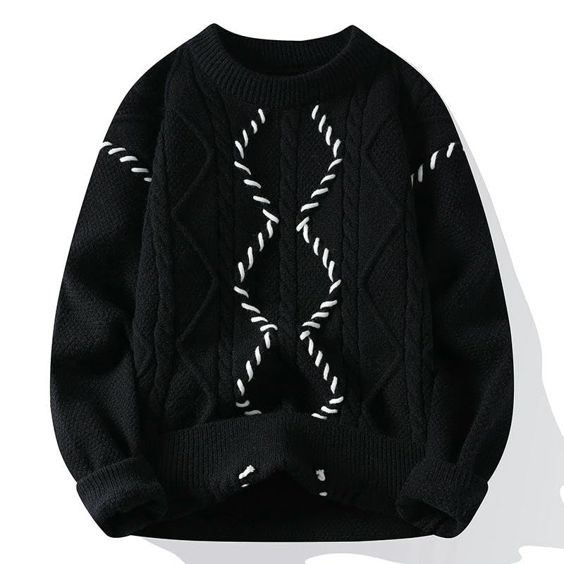 Suéter de punto trenzado para hombre estilo casual holgado de invierno y otoño 2