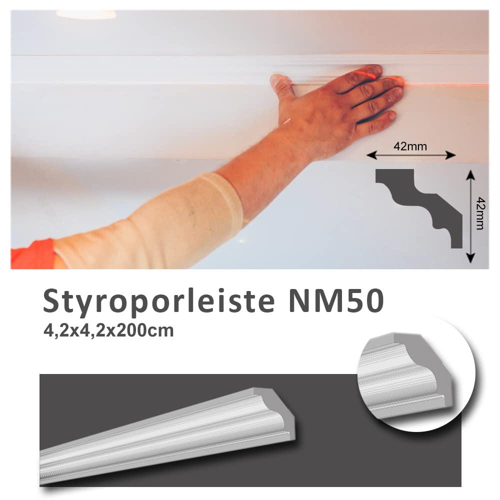 Nomastyl Plus TL (150 x 150 mm), lengte 2 m - Sierlijsten en Ornamenten Webshop Luteijn