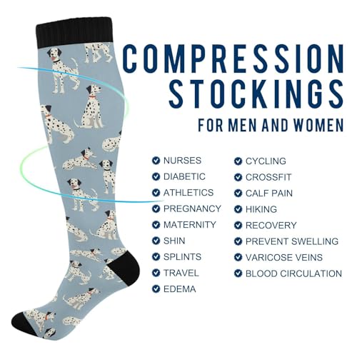 Image of Wusikd Blue Yellow Monster Trucks Compression Socks for Women and Men Circulation Long Socks for Athletic Running 1