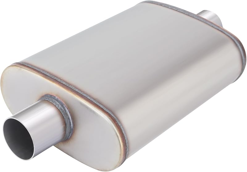 Silencioso esportivo universal LCGP em aço inoxidável, entrada e saída centrais de 5,72 cm – 1 unidade