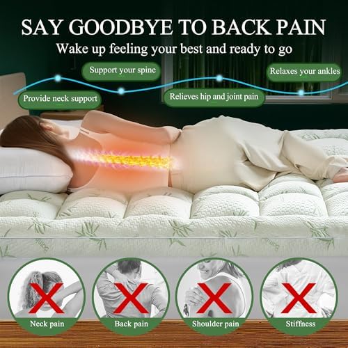 LUNESTRY 3 Inch Queen Mattress Topper, Cooling Pillow Top Matress Topper for Back Pain Relief, Extra Thick Mattress Pad with 6"-18" Deep Pocket, Rayon Derived from Bamboo,Oeko-TEX Certified (60"x80") - 3