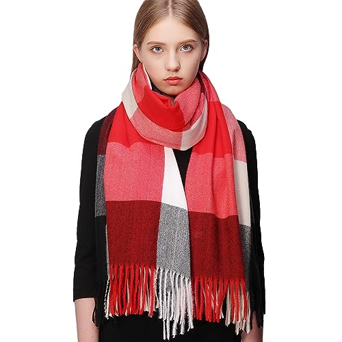 RIIQIICHY Plaid Scarf for Women Pashmina Wrap