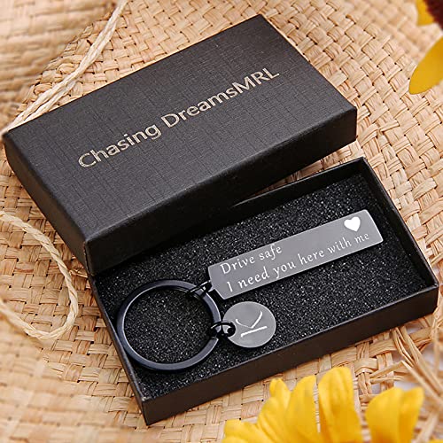 Chasing Dreamsmrl Drive Safe Keychain Key Rings Gifts For Boyfriend Birthday 26 Letter Keychain (Abbreviation K, Black) #TOP5