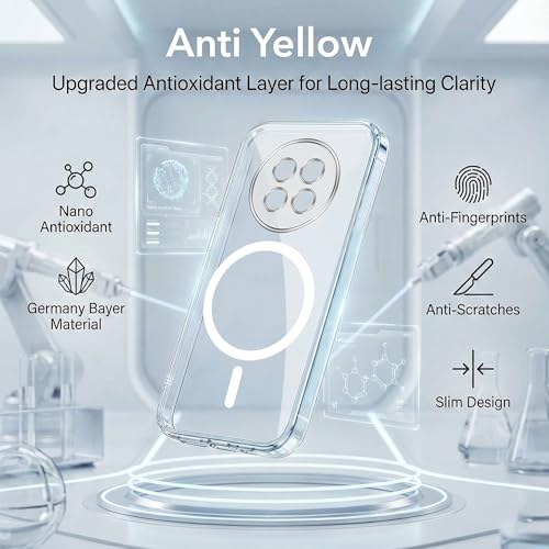 Image of Jkobi Lifetime Anti-Yellow MagSafe Compatible Clear Back Cover Case for Oppo F31 Pro Plus (Sleek Hard Crystal | Shockproof and Camera Protection)