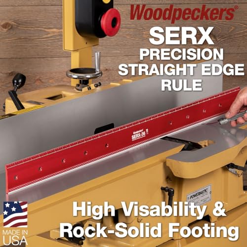 Woodpeckers SERX Precision Straight Edge Tool, 36 Inch, Freestanding Woodworking Machine Setup Rule, 0.0015" Tolerance Per Foot, Laser Engraved Scale