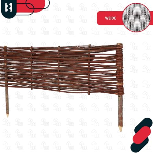 KOTARBAU® Beetbegrenzung Weidenzaun 120 x 20 cm Zaun Beeteinfassung Beet Beetumrandung Steckzaun Rasenkante Weide Beeteinfassung Gartenzaun Zum Stecken Flexible Weidengeflecht