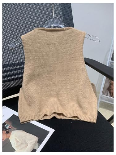 Women's Sleeveless Crop Sweater Vest Crew Neck Knit Tank Top Summer Pullovers2