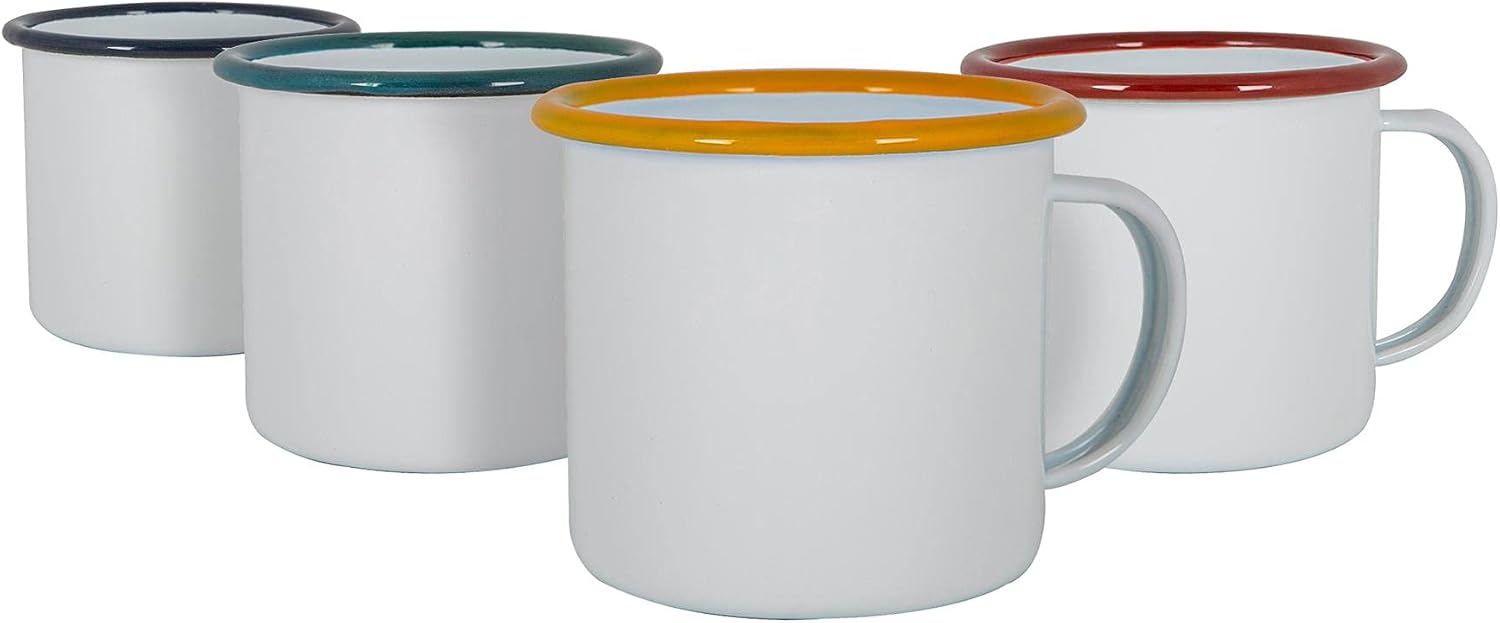 Argon Tableware White Enamel Espresso Cups 130 ml 4 Colours
