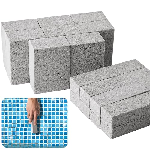 LFUTARI 16 Pcs Pools Pumice Stone, 2 Size Pool Cleaning Pumice Block, Pools Tile Cleaner Stone for Swimming Pool Spa Kitchen Bathroom Stain and Rust Removing
