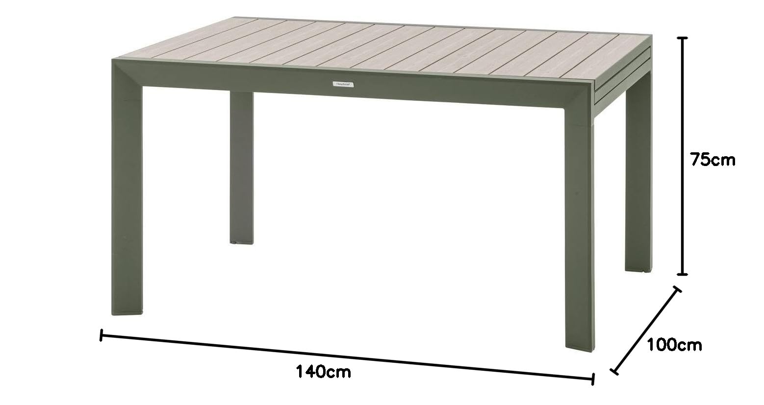 HESPERIDE - Tavolo da giardino allungabile Evasion Beige - 10 posti - Alluminio antiruggine con effetto legno - Prolunga scorrevole