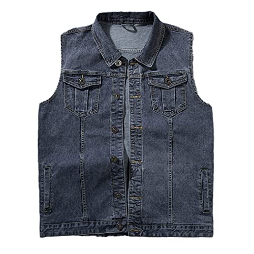 Gilet vintage en jean délavé gris homme solution confort veste sans manches 6XL
