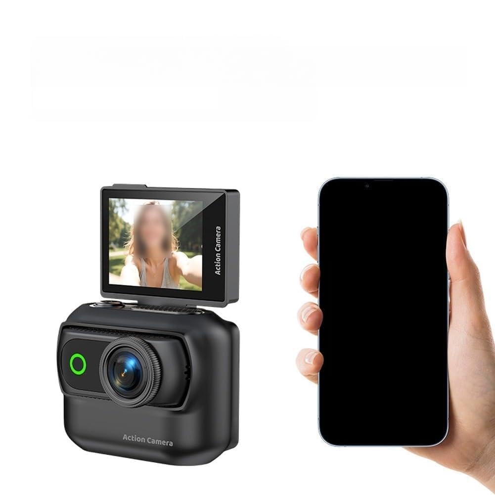 Per Action Camera Panoramica Compatta con Anti-Shake, Supporto Magnetico WiFi Outdoor Ciclismo e Avventure, Bianco Arancione