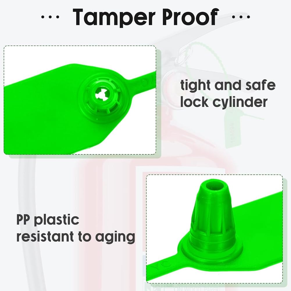 1000 etichette di sicurezza in plastica con sigilli per manomissioni, etichette di sicurezza numerate, fascette con zip, colore verde, facili da usare