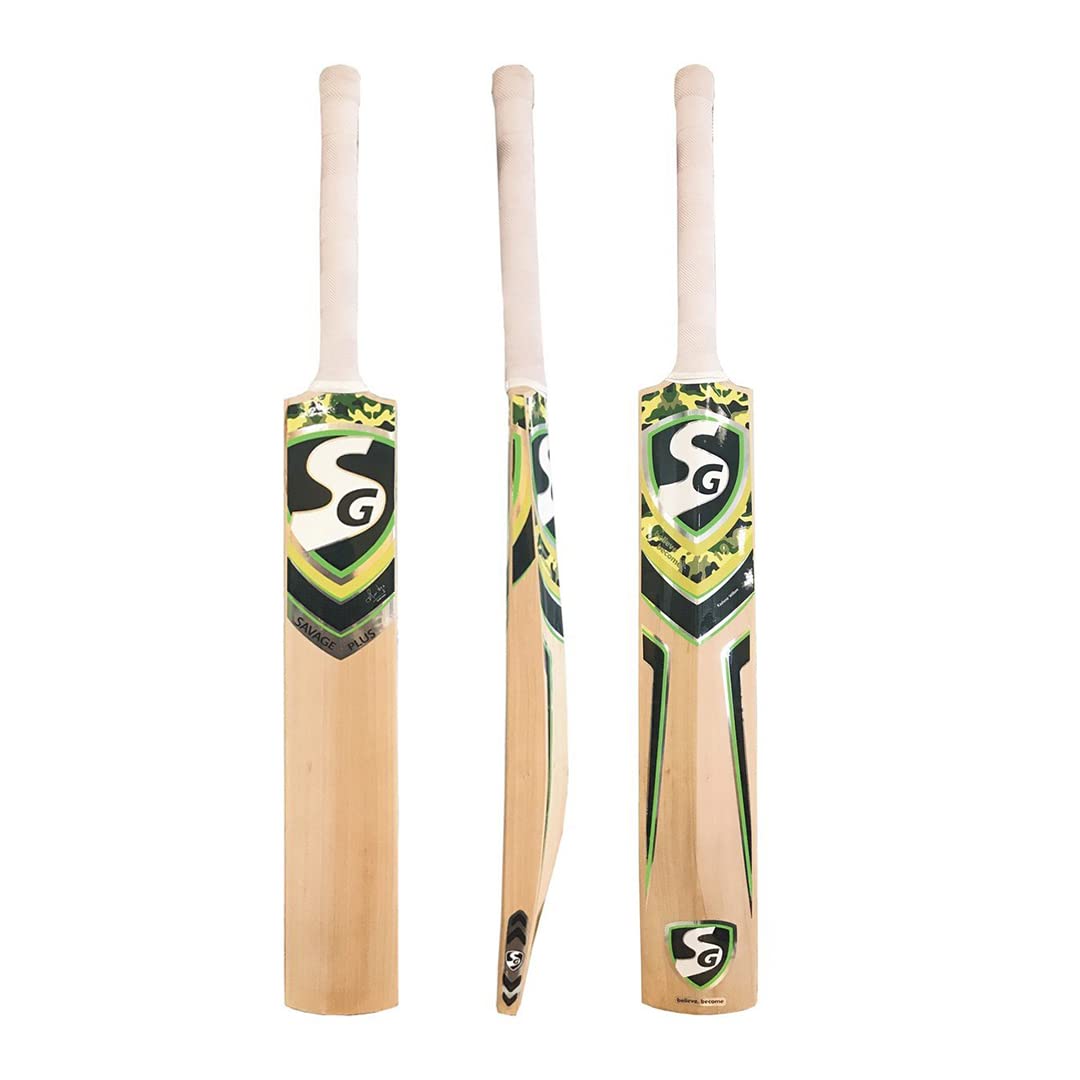 Sg Savage Plus Kashmir Willow Cricket Bat (Size: Size 6, Leather Ball), Multi Colour, Sg01Cr140038