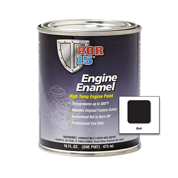 POR15 Black Engine Enamel, High Temperature Engine Paint, 16 Fluid
