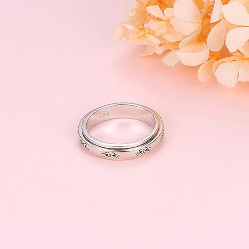 Miniatura 2 de HOOHWE Anillos giratorios para la ansiedad, plata esterlina S925 Fidget Ansiedad Preocupación Alivio del aburrimiento TDAH Autismo Anillos para