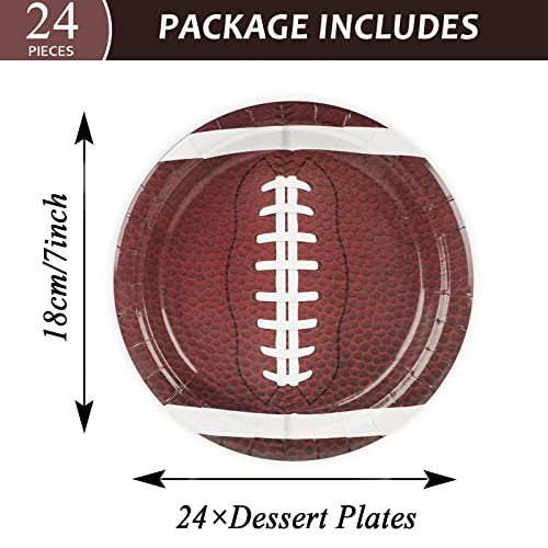 Image of gisgfim 24 pcs Football Paper Plates Football Dessert Plates Birthday Party Supplies Disposable 7 inch Sport Paper Tableware Decorations for Sports Fans Baby Shower