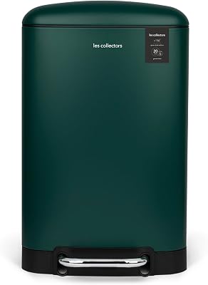 Les Collectors Pattumiera da cucina N°501 a pedale, in acciaio inox, colore Verde scuro, Capacità 20L, Contenitore interno rimovibile, Finitura opaca, Resistente, Chiusura silenziosa del coperchio