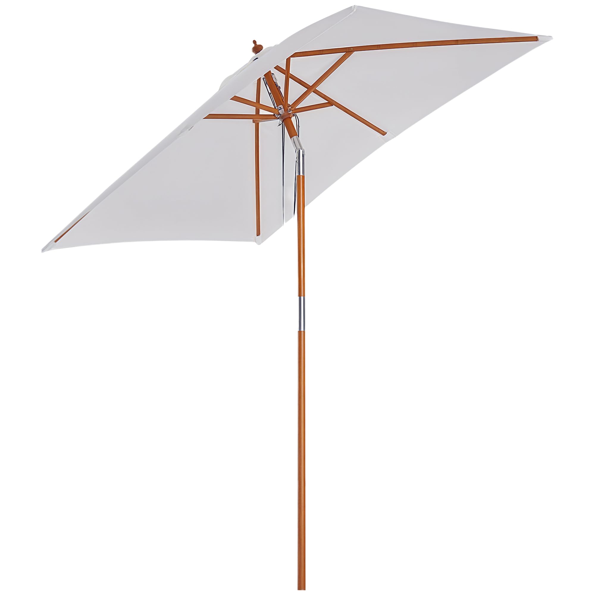 Outsunny Parasol de jardin extérieur Parasol rectangulaire inclinable bois polyester haute densité 2L x 1,​5l x 2,​3H m crème