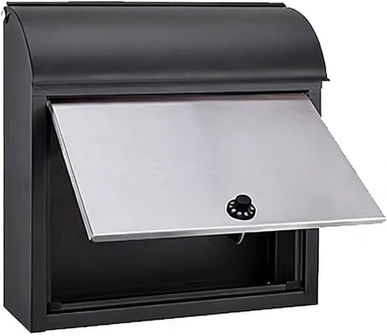 Waterproof Mailboxes for Outside, Wall Mount Mailbox with Key Lock, Steel Cover Metal Drop Box for Mail Packages Donations Voting