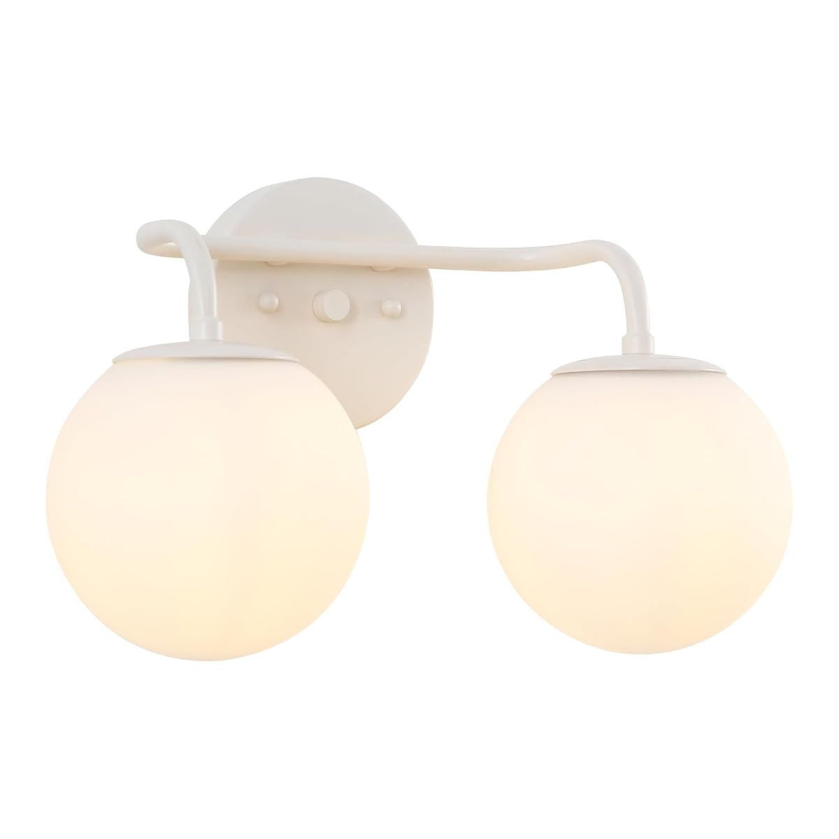 JONATHAN Y 15 Almond Modern Globe Wall Sconce Vanity Light for Bathroom, White