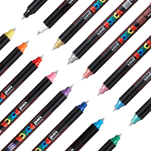 Image of POSCA PC-1MR Marker | 0.7mm Extra Fine Tip (Multicolor, Pack of 8)
