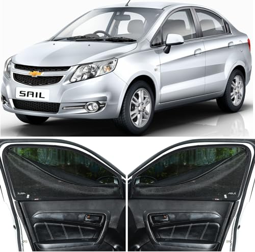 Image of Able Elegant Car Magnetic Sun Shade Curtains with Zipper for Chevrolet SAIL Set of 4 Pcs