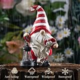 TERESA'S COLLECTIONS 20CM Lovely Red Gonk with Solar Lanterns, Gonk Gifts for Wedding Anniversary Valentine's Day, Waterproof Standing Resin Gnome Ornament for Tabletop & Garden & Fireplace - Image 5