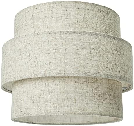 EDISLIVE 3-tier Drum Linen Lamp Shade for Pendant Lamp Floor Lamp Chandelier Replacement Shade Clip on Bulb Classic Round Lampshade Cover Only (Yellow)