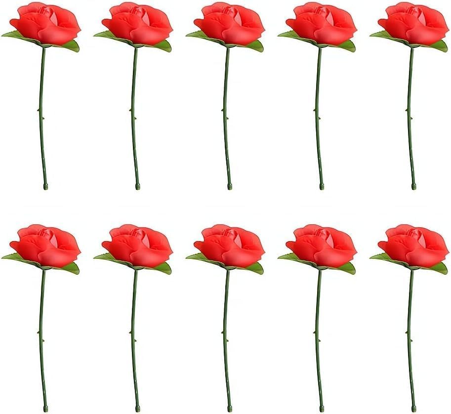 10pcs Red Folding Rose Appearing Magic Tricks, Close Up & Stage Magic, Adult Novelty Magic Kits Accessories