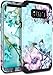 Casetego Compatible Galaxy S8 Case,Floral Three Layer Heavy Duty Hybrid Sturdy Armor Shockproof Full Body Protective Cover Case for Samsung Galaxy S8,Blue Flower