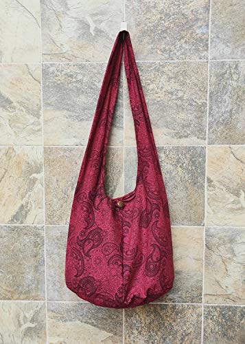 Image of BTP! Thai Cotton Hippie Hobo Sling Crossbody Bag eco Friendly Shopping bag Paisley Print Large