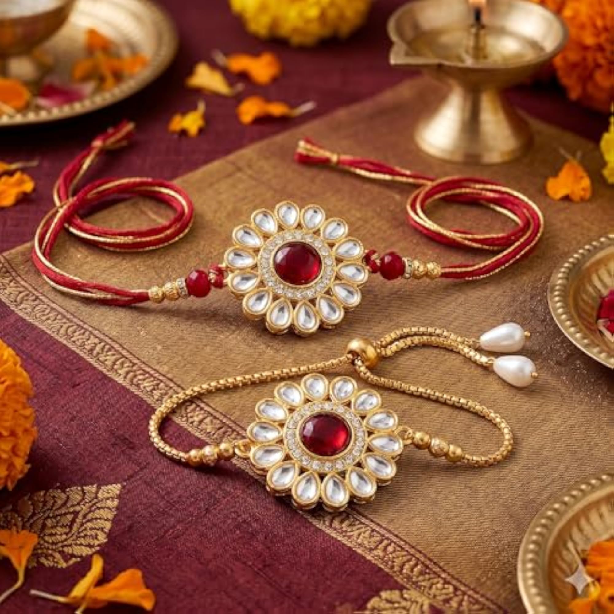 Designer Rakhi Set for Brother and Bhabhi