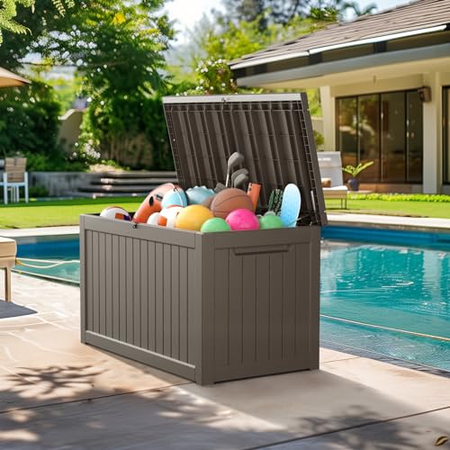 XXL-230-Gallon-Large-Resin-Deck-Box-Outdoor-Lockable-Storage-Box-for-Patio-Cushions-Storage-Furniture-Pool-Supplies-Garden-Tools-Weatherproof-and-UV-Resistant-Light-brown-230-Gallon XXL 230 Gallon Large Resin Deck Box Outdoor Lockable Storage Box for Patio Cushions Storage Furniture Pool Supplies Garden Tools Weatherproof and UV Resistant Light brown 230 Gallon