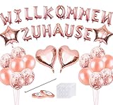 Willkommen Zuhause Deko Set,Banner Willkommen Zuhause,Willkommen Zuhause Ballon,Welcome Home, Herzlich Willkommen Schild für Hause Familie Partei Dekoration