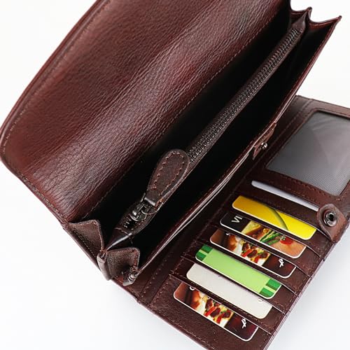 ORIREAL Women's Wallet Genuine Leather Wallet for Ladies Large Capacity Hand-Crafted Wallet Card Holder Purse4