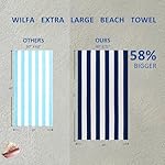 WILFA Extra Large Beach Towel - Oversized Mircofiber 40 x 70 inches, XL Striped Lightweight Pool Towel, Big Cabana Swim Travel Towel for Adults Mens Women,Dark Blue - Image 3