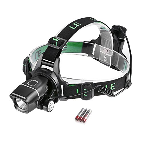 LE CREE LED Headlamp, Super Bright, 3 Brightness Level Choice, LED Headlamps, 3 AAA Batteries Included ...