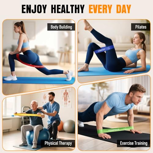 Resistance Bands for Working Out, Exercise Bands Resistance Bands Set with 5 Resistance Levels, Latex Loop Bands for Women Men, Workout Bands for Legs, Glutes, Strength Training, Yoga, Home Gym