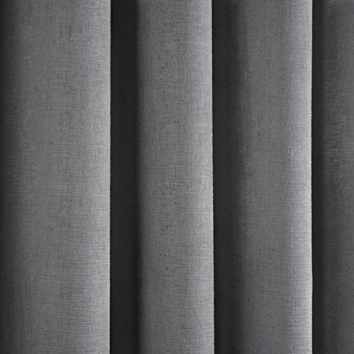 Fusion Strata Woven Eyelet Lined Curtains, Silver, 66 x 54 Inch, W 66.1" x L 53.9" (1 Panels) - Image 3