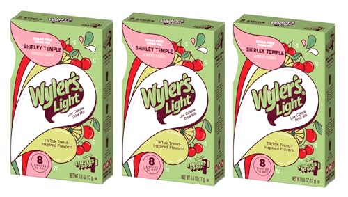 Wyler's Light Singles To Go Powder Packets, Water Drink Mix, 8 Count, 3 Boxes(24 Single Servings) (Shirley Temple)