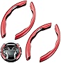 2 Sets Steering Wheel Cover Car Carbon Fiber Steering Wheel Cover for Women and Men Safe and Non Slip Car Accessory, Car Wheel Cover Universal Fit for Most Car Wheel Protector(Red)