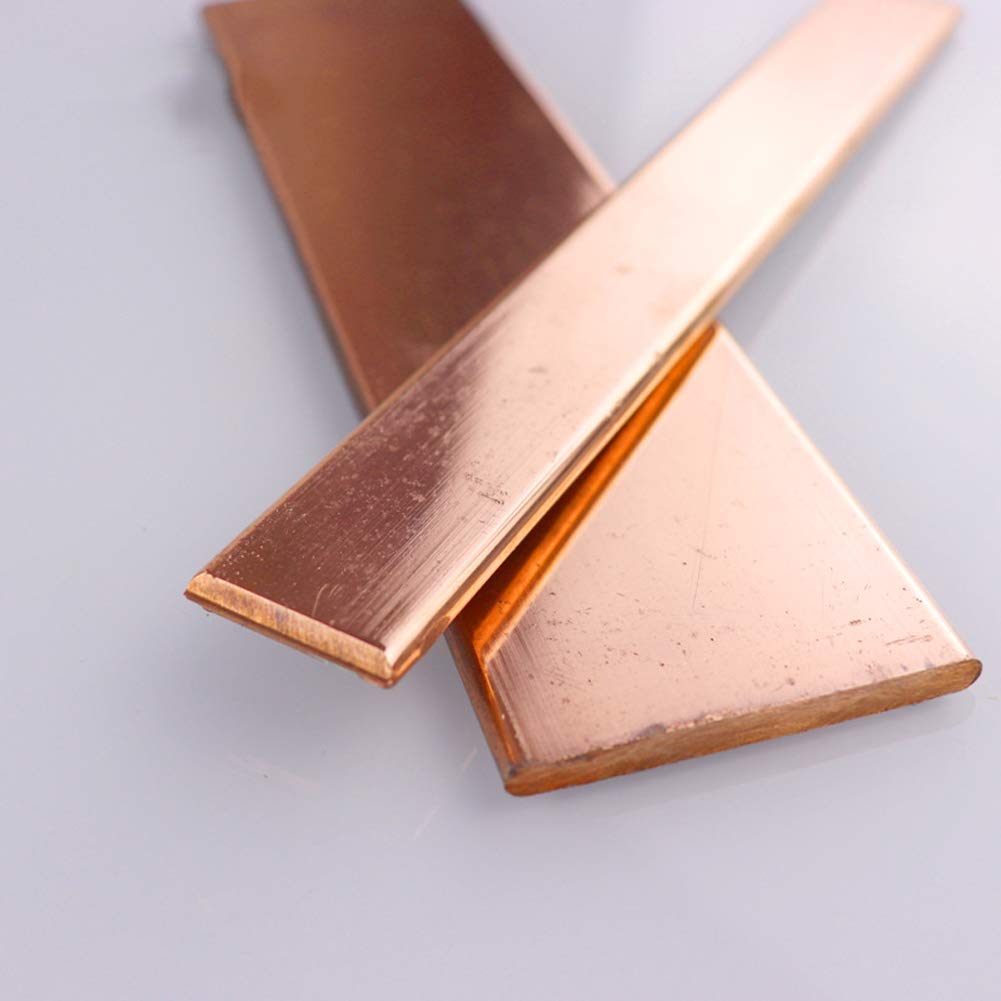 (1 pièce) Barre plate en cuivre massif T2 pour machines etc. Épaisseur : 25 mm Largeur : 25 mm Longueur : 100 mm